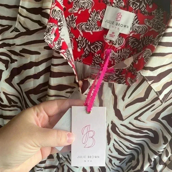Julie Brown NYC Mary Jane Brown Rizzo Zebra Print Shirt Dress - Picture 5 of 10